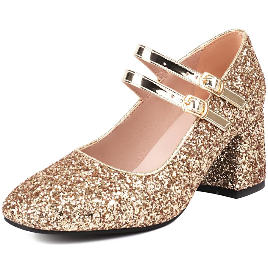 Amazon.com | Alsoloveu Women's Mary Jane Shoes Sequins